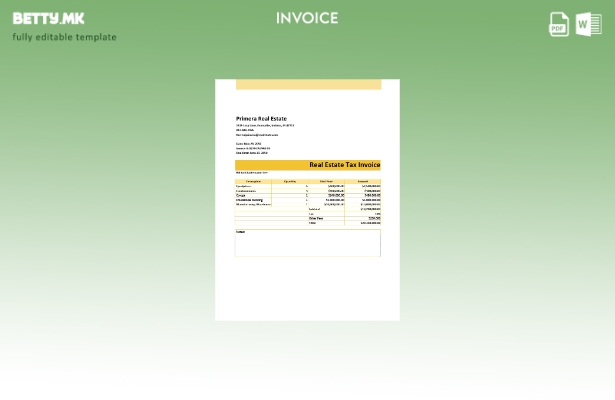 Шаблон за даночна фактура за недвижности во модерен стил