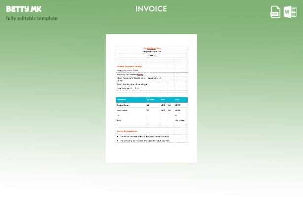 Шаблон за деловна фактура за пекарница во модерен стил