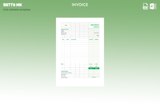 Шаблон за земјоделска фактура во модерен стил