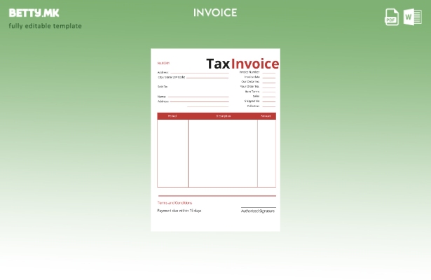 Шаблон за комерцијална даночна фактура во модерен стил