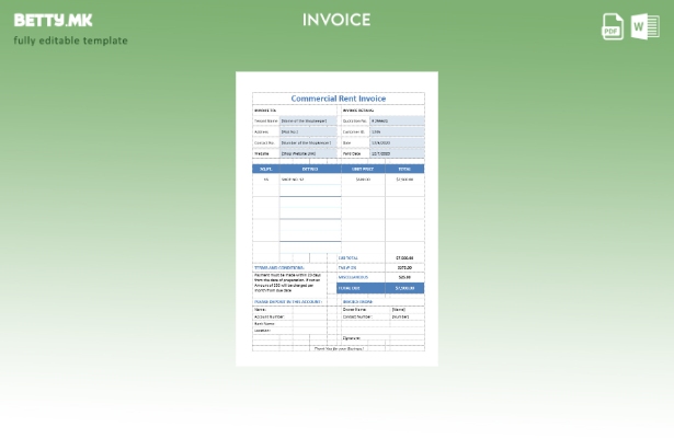 Шаблон за комерцијална фактура за изнајмување во модерен стил