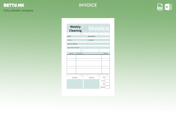 Шаблон за комерцијална фактура за чистење во модерен стил