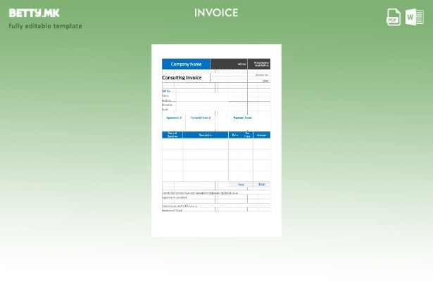 Шаблон за консултантска фактура во модерен стил