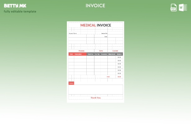 Шаблон за медицинска фактура што може да се уредува во модерен стил