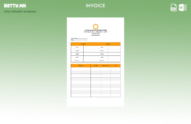 Шаблон за основна градежна фактура во модерен стил