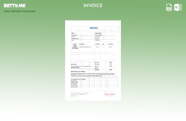Шаблон за празна фактура за ресторан во модерен стил