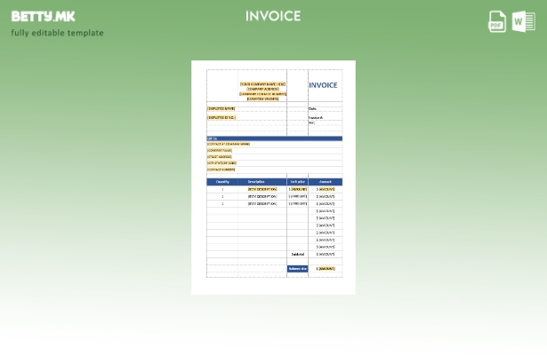 Шаблон за продажна фактура во модерен стил