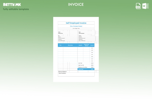 Шаблон за самовработена фактура () во модерен стил