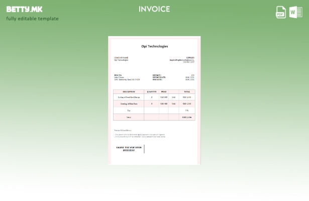 Шаблон за фактура во модерен стил на САД Opi технологии