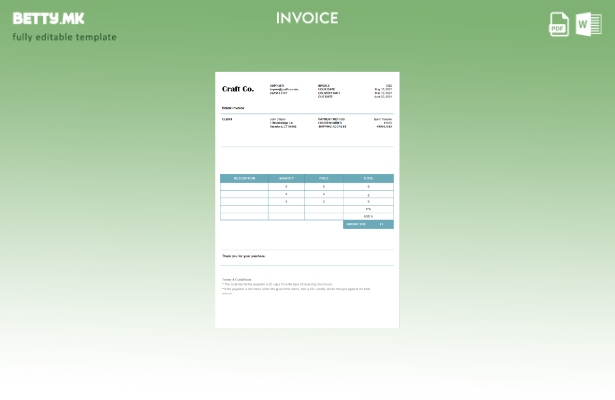 Шаблон за фактура во модерен стил USA Craft Co