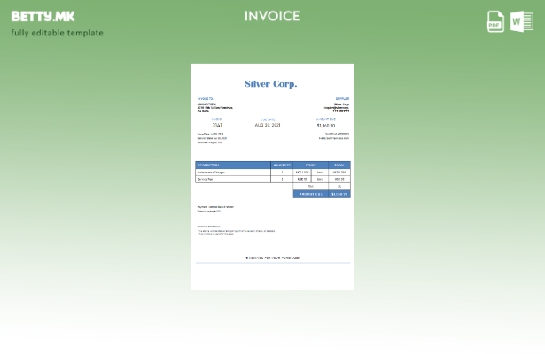 Шаблон за фактура во модерен стил USA Silver Corp