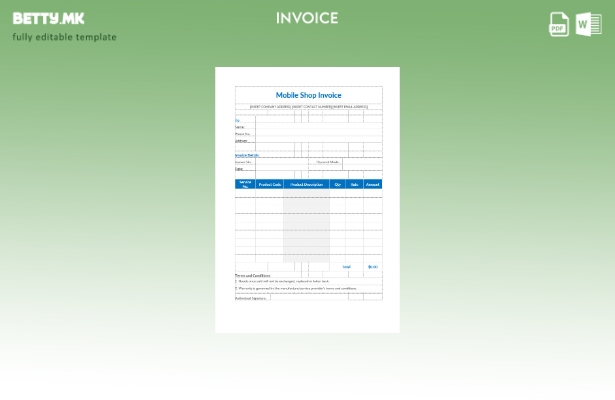 Шаблон за фактура во продавницата во модерен стил