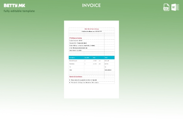 Шаблон за фактура за ИТ софтвер во модерен стил