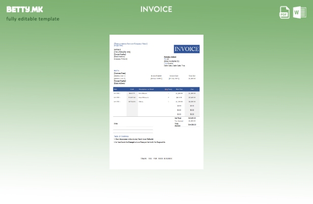 Шаблон за фактура за бесплатен транспорт во модерен стил