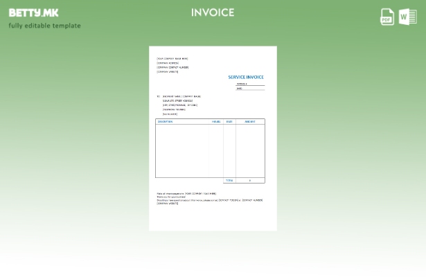 Шаблон за фактура за бесплатна услуга во модерен стил