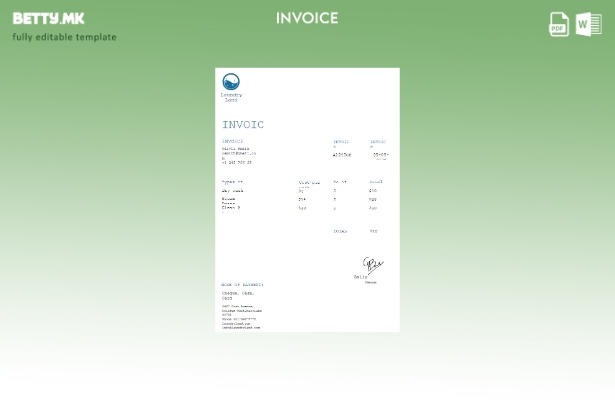 Шаблон за фактура за бесплатни алишта во модерен стил