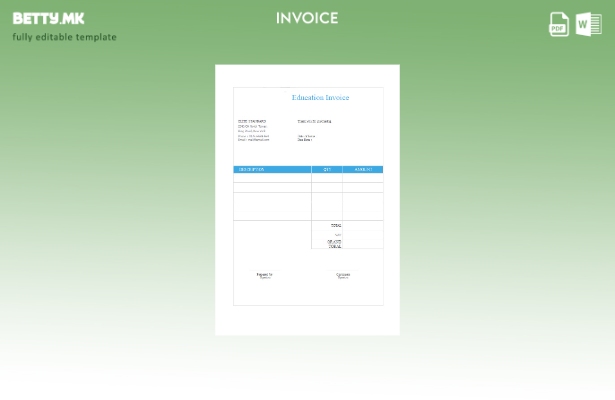 Шаблон за фактура за бесплатно образование во модерен стил