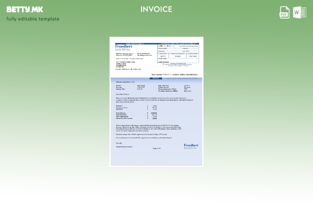 Шаблон за фактура за болница во модерен стил на САД Фредтерт