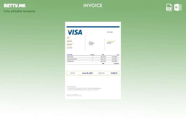 Шаблон за фактура за виза за САД во модерен стил