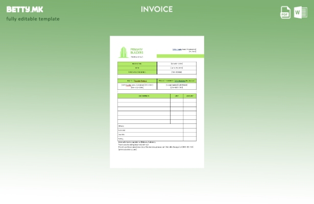 Шаблон за фактура за генерален изведувач во модерен стил