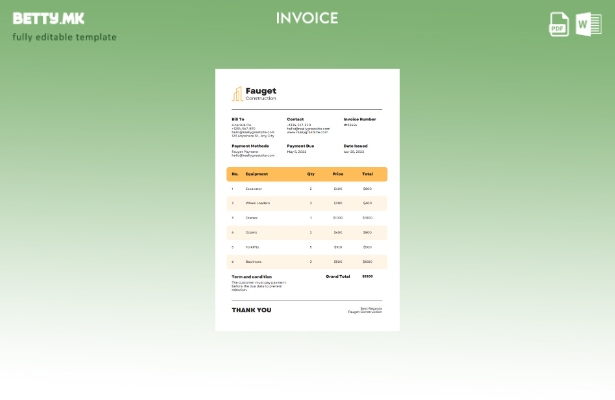 Шаблон за фактура за градба во модерен стил