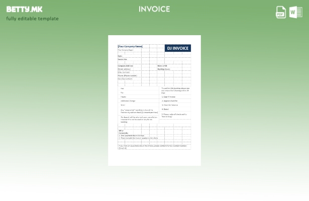 Шаблон за фактура за диџеј во модерен стил