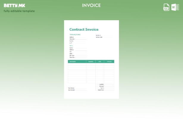 Шаблон за фактура за договор во модерен стил