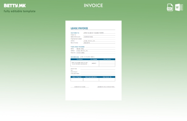 Шаблон за фактура за закуп во модерен стил