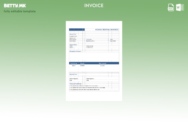 Шаблон за фактура за изнајмување куќа во модерен стил