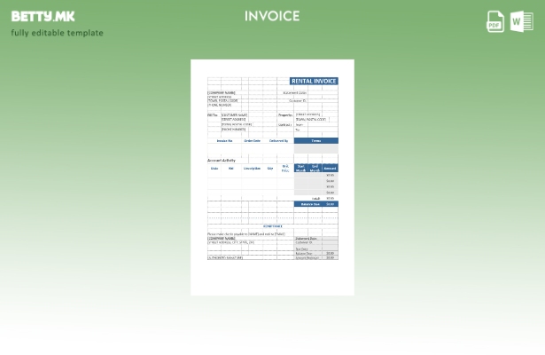 Шаблон за фактура за изнајмување примерок во модерен стил