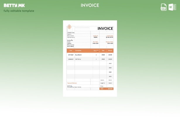 Шаблон за фактура за надворешен дизајн во модерен стил
