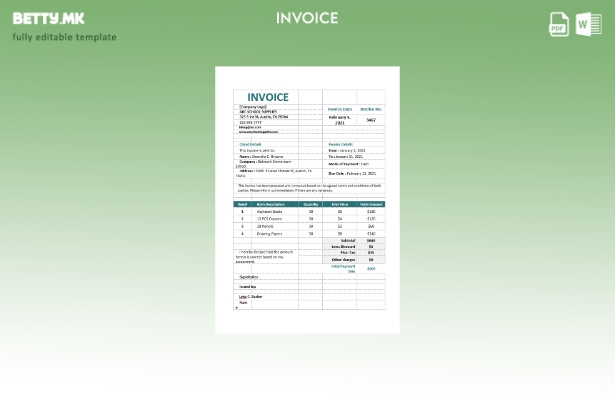 Шаблон за фактура за нарачка на училишна набавка во модерен стил