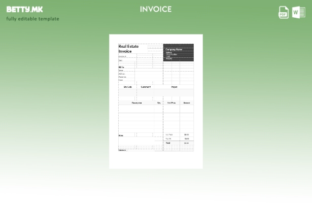 Шаблон за фактура за недвижен имот во модерен стил