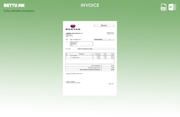 Шаблон за фактура за обука на возачи во модерен стил на САД Easyas