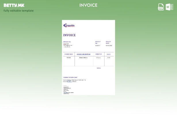 Шаблон за фактура за онлајн курсеви во модерен стил