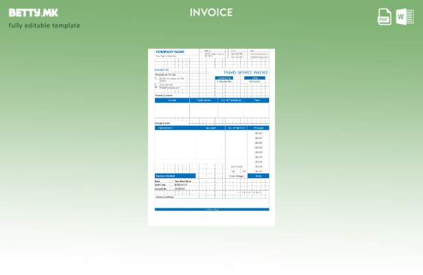 Шаблон за фактура за патничка услуга што може да се уредува во модерен стил