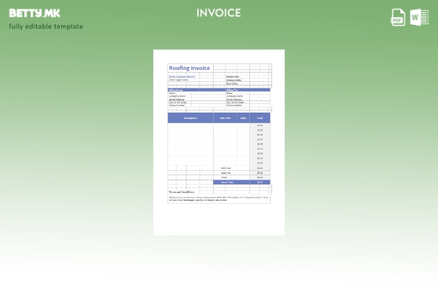 Шаблон за фактура за покриви во модерен стил