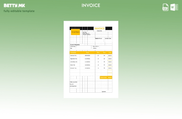 Шаблон за фактура за предучилишно образование во модерен стил