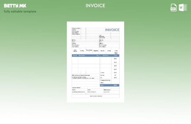 Шаблон за фактура за продажба на производ во модерен стил
