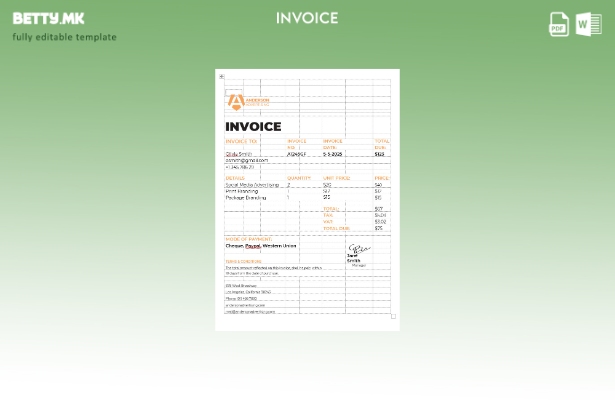 Шаблон за фактура за рекламна агенција во модерен стил