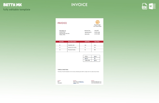 Шаблон за фактура за сладолед во модерен стил