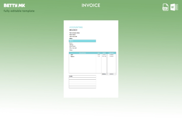 Шаблон за фактура за сметководствена услуга во модерен стил