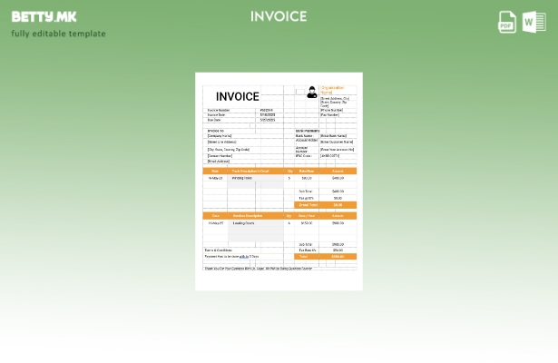 Шаблон за фактура за труд во модерен стил