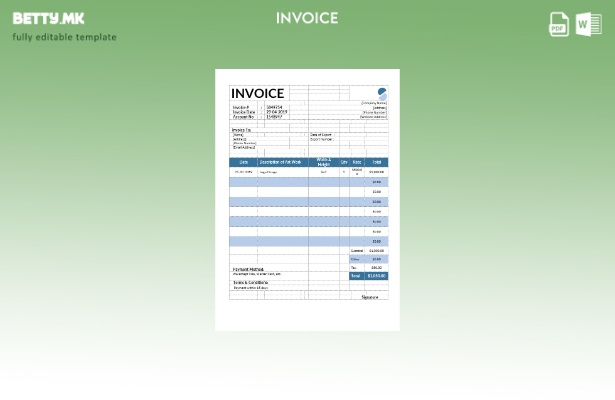 Шаблон за фактура за уметник во модерен стил