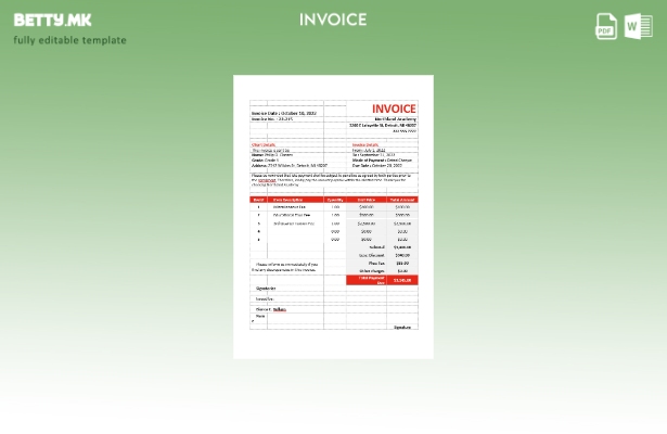 Шаблон за фактура за училишни такси во модерен стил