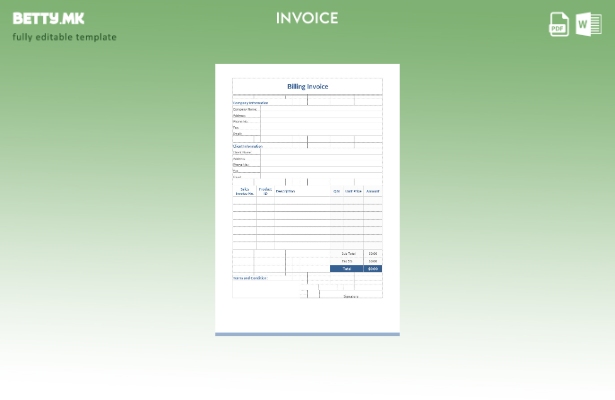 Шаблон за фактура за фактура во модерен стил