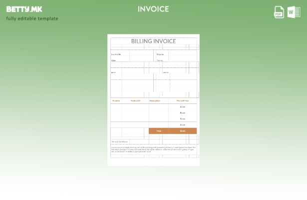 Шаблон за фактура за фактура со можност за уредување во модерен стил