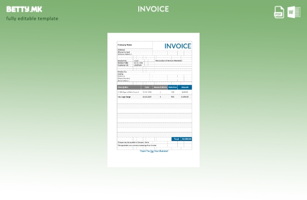 Шаблон за фактура за хонорарен писател во модерен стил