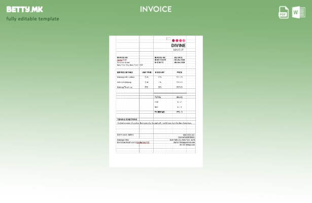 Шаблон за фактура за шминкер во модерен стил