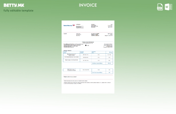 Шаблон за фактура на Банката на Америка во модерен стил